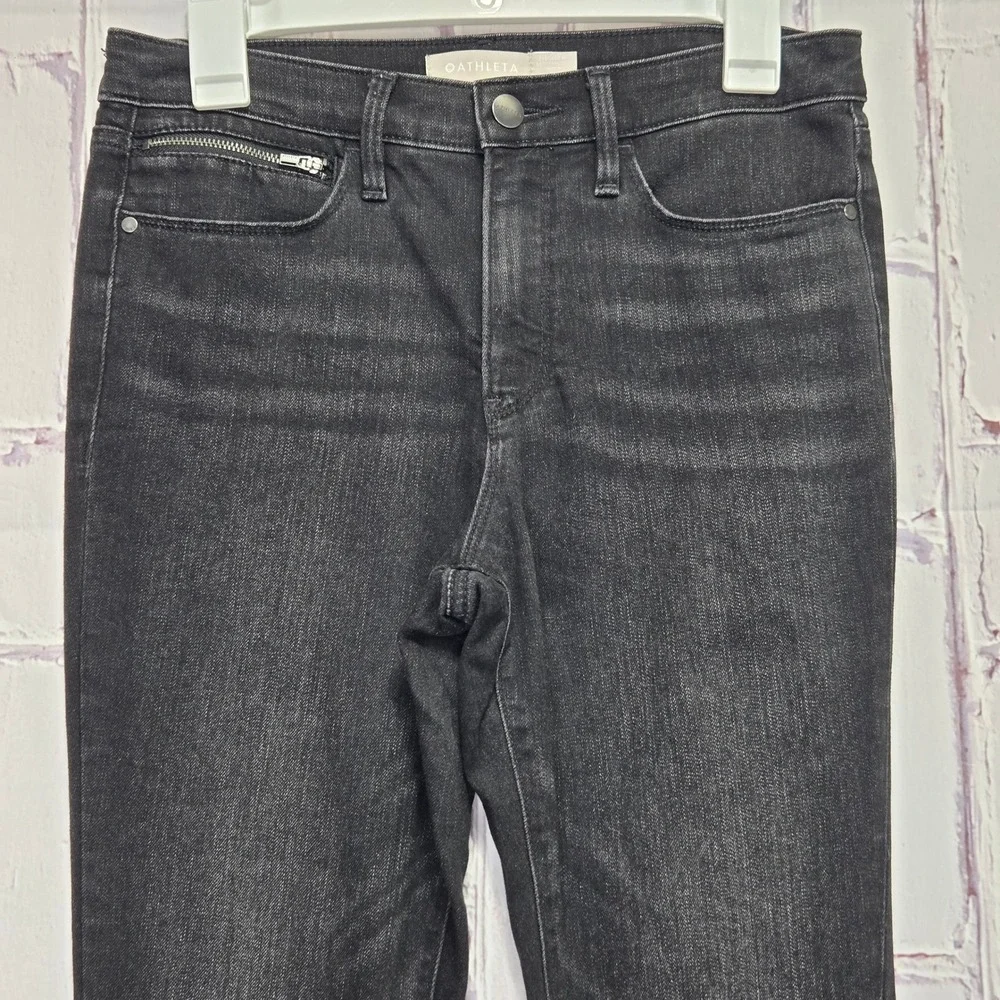 Athleta Sculptek Skinny Jeans Black Carbon Faded Ankle Zip‎ Denim Womens 6